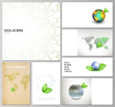 Vector layouts of modern social network mockups in popular formats for cover Illustrazione stock
