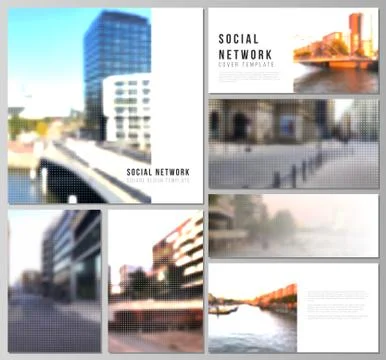 Vector layouts of modern social network mockups for cover design, website design Stock Illustration
