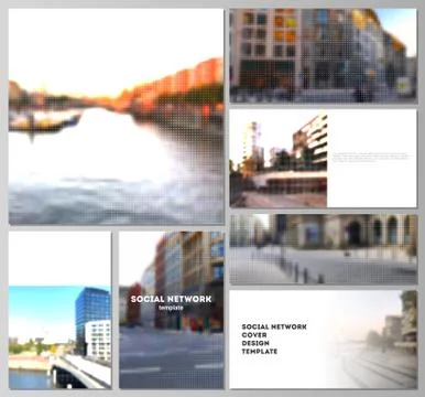 Vector layouts of modern social network mockups for cover design, website design Stock Illustration