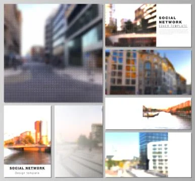 Vector layouts of modern social network mockups for cover design, website design Stock Illustration