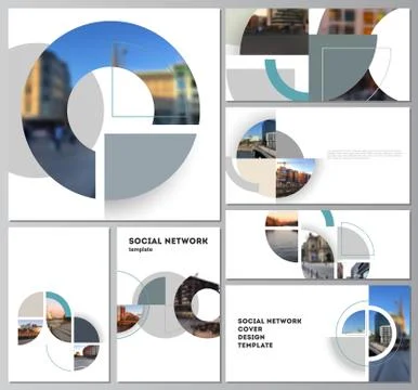 Vector layouts of modern social network mockups for cover design, website design Stock Illustration