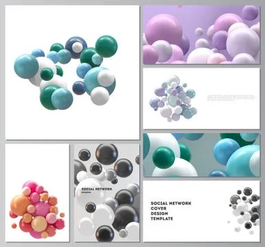 Vector layouts of modern social network mockups for cover design, website design Illustrazione stock