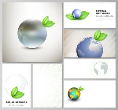Vector layouts of modern social network mockups in popular formats for cover Stock Illustration