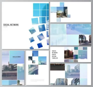 Vector layouts of modern social network mockups for cover design, website design Stock Illustration