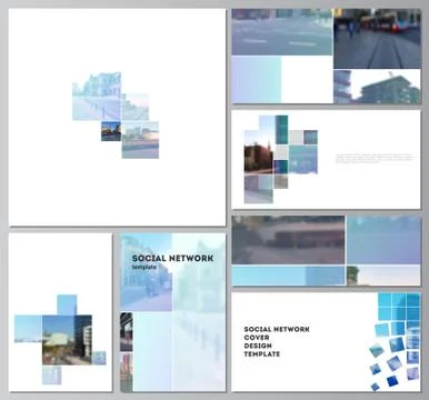 Vector layouts of modern social network mockups for cover design, website design Stock Illustration