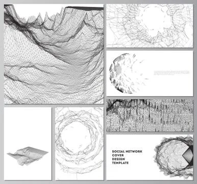 Vector layouts of modern social network mockups for cover design, website design Stock Illustration