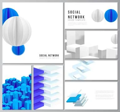 Vector layouts of modern social network mockup for cover design, website design Stock Illustration