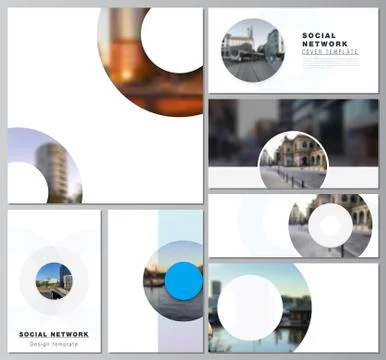 Vector layouts of modern social network mockups for cover design, website design Illustrazione stock