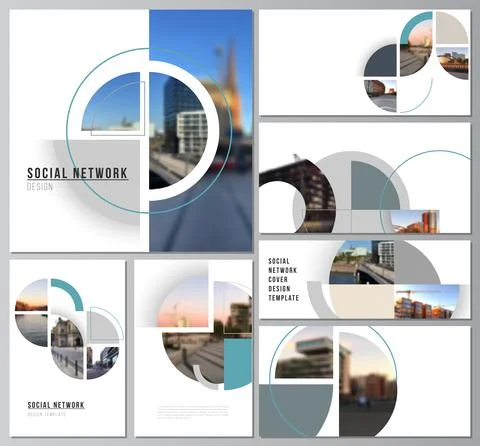 Vector layouts of modern social network mockups for cover design, website design Stock Illustration
