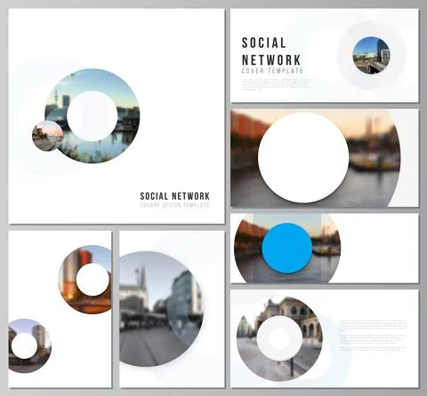 Vector layouts of modern social network mockups for cover design, website design Illustrazione stock