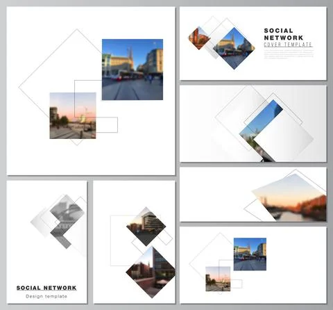 Vector layouts of modern social network mockups in popular formats with Stock Illustration