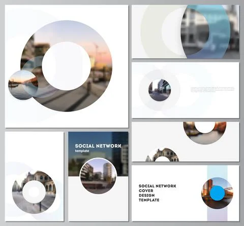 Vector layouts of modern social network mockups for cover design, website design Stock Illustration