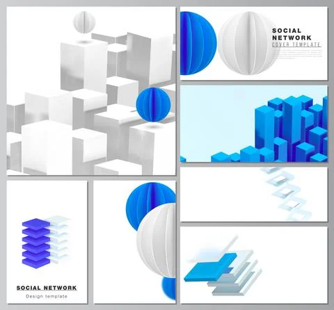 Vector layouts of modern social network mockup for cover design, website design Illustrazione stock