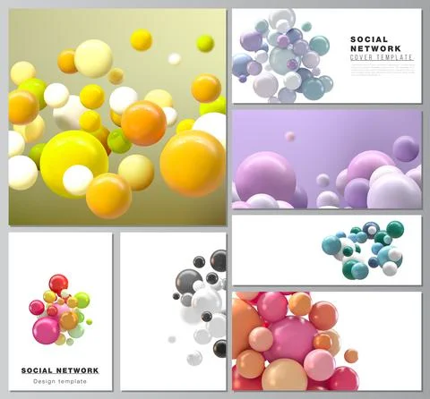 Vector layouts of modern social network mockups for cover design, website design Illustrazione stock