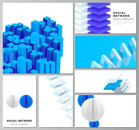 Vector layouts of modern social network mockup for cover design, website design Stock Illustration