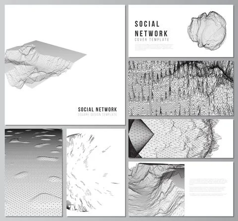 Vector layouts of modern social network mockups for cover design, website design 스톡 일러스트