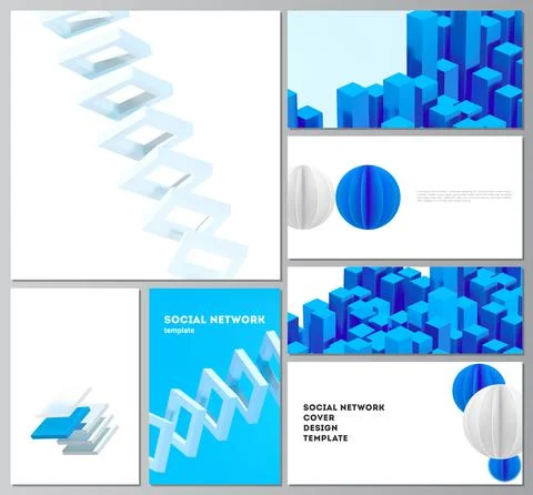 Vector layouts of modern social network mockup for cover design, website design Stock Illustration