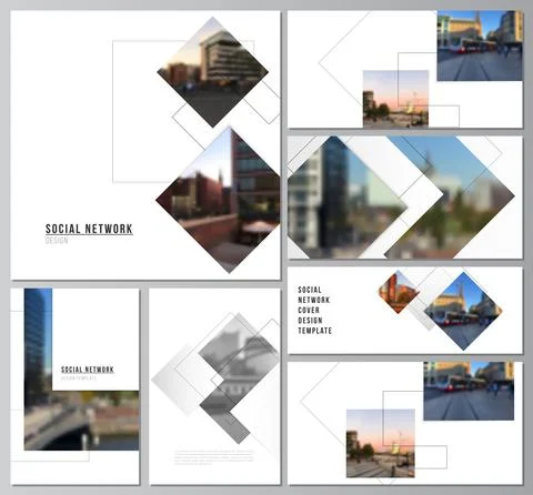 Vector layouts of modern social network mockups in popular formats with Stock Illustration