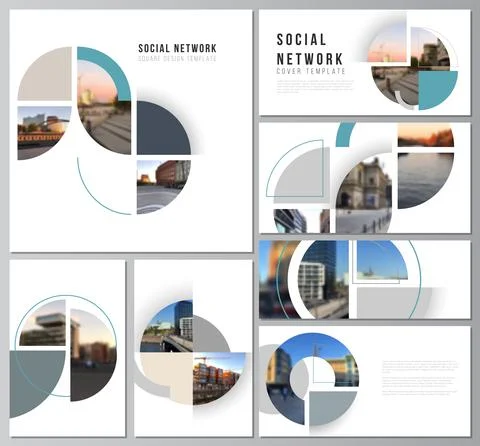 Vector layouts of modern social network mockups for cover design, website design Illustrazione stock