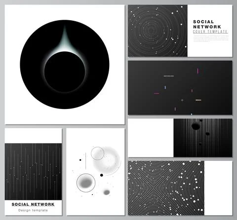 Vector layouts of modern social network mockups in popular formats for cover Illustrazione stock