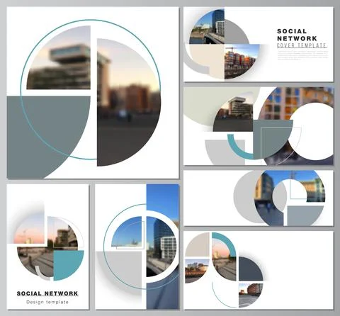 Vector layouts of modern social network mockups for cover design, website design Stock Illustration