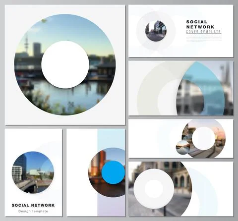 Vector layouts of modern social network mockups for cover design, website design Illustrazione stock