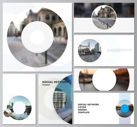 Vector layouts of modern social network mockups for cover design, website design Illustrazione stock