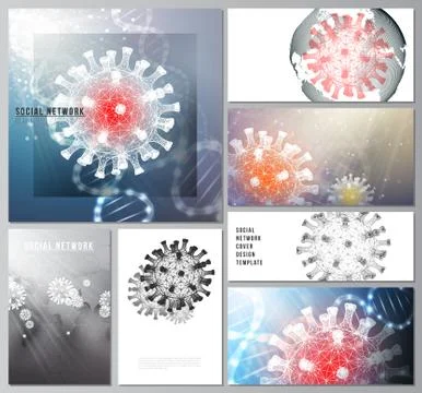 Vector layouts of social network mockups for cover design, website design Stock Illustration