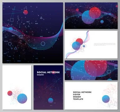 Vector layouts of social network mockups for cover, website design, website Illustrazione stock
