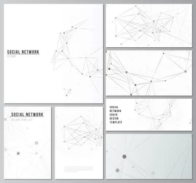 Vector layouts of social network mockups for cover design, website design Illustrazione stock