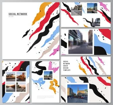 Vector layouts of social network mockups for cover design, website design Stock Illustration