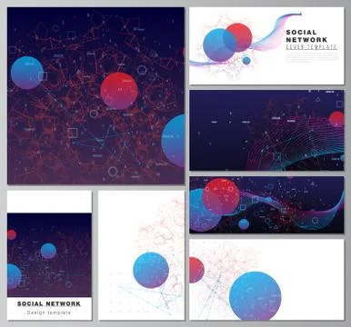 Vector layouts of social network mockups for cover, website design, website Illustrazione stock