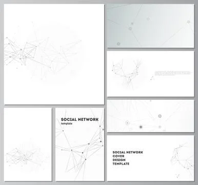Vector layouts of social network mockups for cover design, website design Illustrazione stock