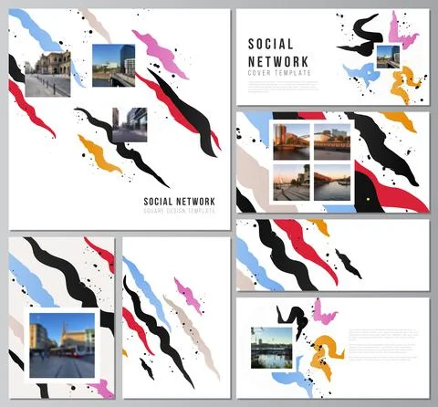 Vector layouts of social network mockups for cover design, website design Stock Illustration