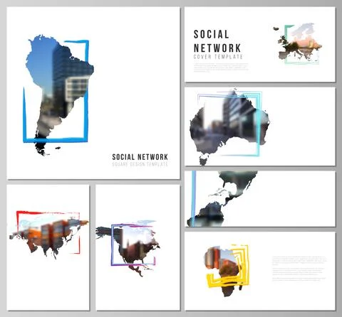 Vector layouts of social network mockups for cover design, website design Stock Illustration