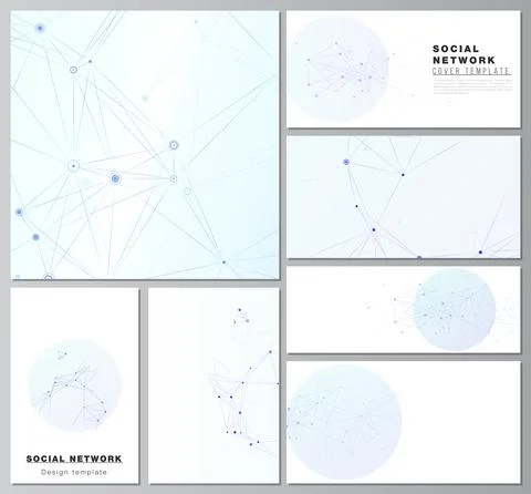 Vector layouts of social network mockups in popular formats for cover design Stock Illustration