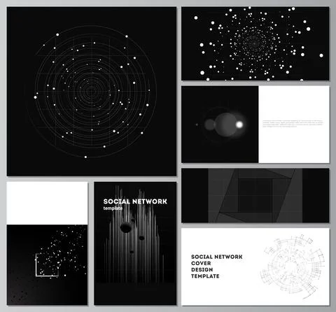 Vector layouts of social network mockups for cover design, website design Illustrazione stock