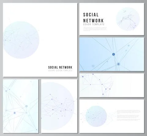 Vector layouts of social network mockups in popular formats for cover design Stock Illustration