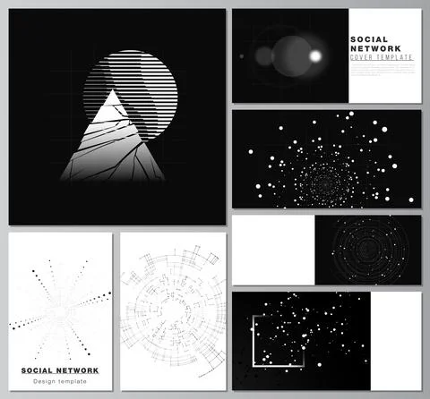 Vector layouts of social network mockups for cover design, website design Stock Illustration