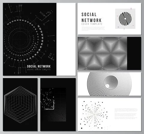 Vector layouts of social network mockups for cover design, website design Stock Illustration