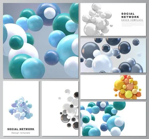 Vector layouts of social network mockups for cover design, website design Illustrazione stock