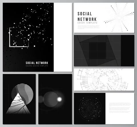 Vector layouts of social network mockups for cover design, website design Illustrazione stock