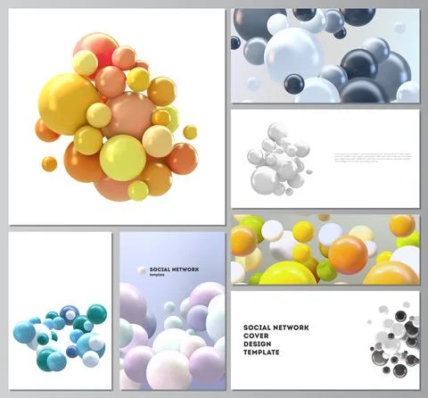 Vector layouts of social network mockups for cover design, website design Stock Illustration