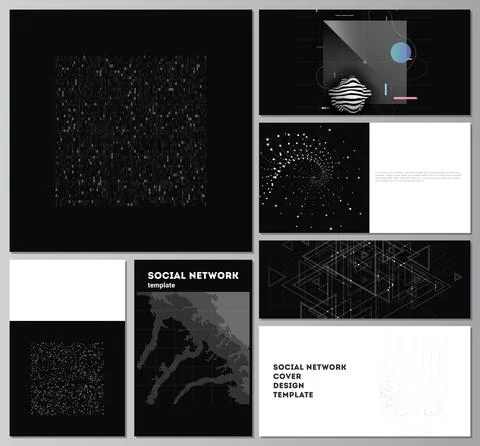 Vector layouts of social network mockups for cover design, website design Stock Illustration