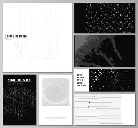 Vector layouts of social network mockups for cover design, website design Stock Illustration