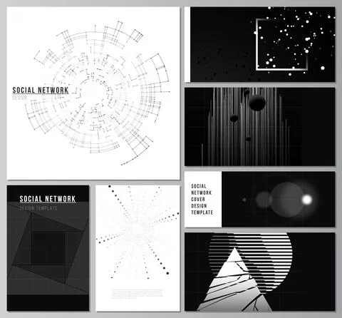 Vector layouts of social network mockups for cover design, website design Stock Illustration