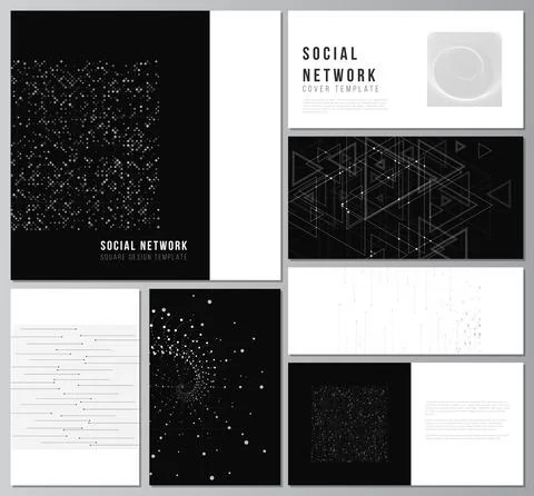 Vector layouts of social network mockups for cover design, website design Stock Illustration