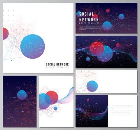 Vector layouts of social network mockups for cover, website design, website Illustrazione stock