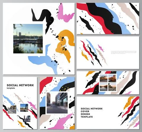 Vector layouts of social network mockups for cover design, website design Illustrazione stock