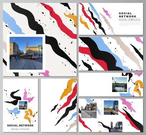 Vector layouts of social network mockups for cover design, website design Stock Illustration